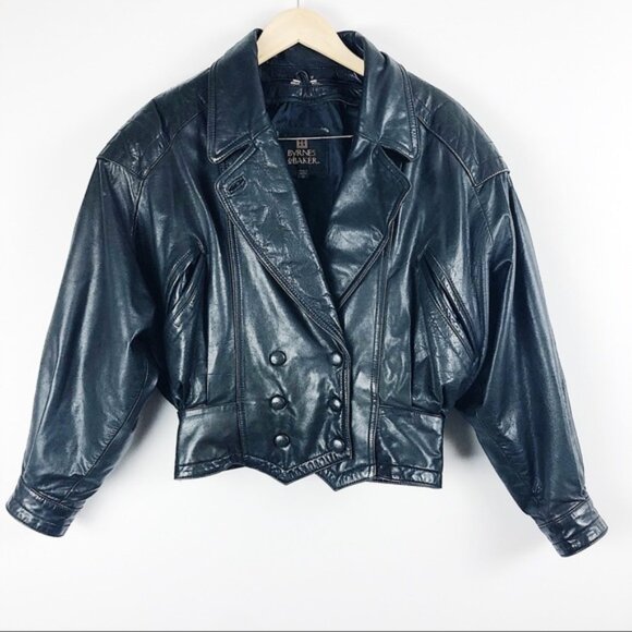 Vintage 80s Byrnes & Baker Leather Bomber Jacket with Fur Collar Size Medium - Picture 6 of 16